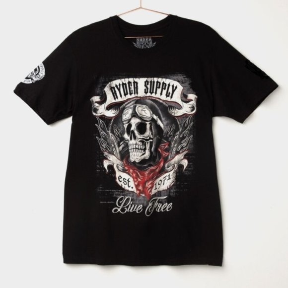2XL💀 T-shirt Motorcycle Biker Ryder Supply "Life to Ride" Skull Graphic … - Picture 4 of 8